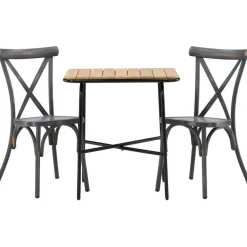 Parvekeryhmä Venture Home, 88x70cm Holmbeck-pöytä + 2 mustaa Tablas-tuolia