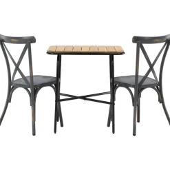 Parvekeryhmä Venture Home, 88x70cm Holmbeck-pöytä + 2 mustaa Tablas-tuolia
