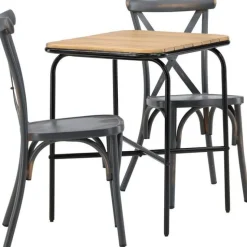 Parvekeryhmä Venture Home, 88x70cm Holmbeck-pöytä + 2 mustaa Tablas-tuolia