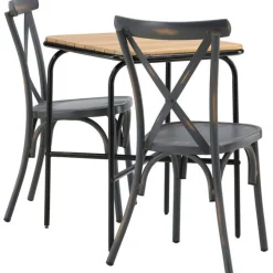 Parvekeryhmä Venture Home, 88x70cm Holmbeck-pöytä + 2 mustaa Tablas-tuolia
