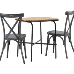 Parvekeryhmä Venture Home, 88x70cm Holmbeck-pöytä + 2 mustaa Tablas-tuolia