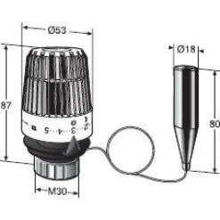 Patteriventtiilin termostaatti TRV 300, M30, irtoanturi 2m, 6-27°C