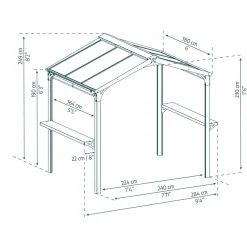 Paviljonki Palram-Canopia Austin, 4.3m², 1.8x2.4m, harmaa