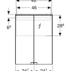 Peilikaappi LED-valolla Geberit Option Basic, pistorasia, valkoinen, eri kokoja