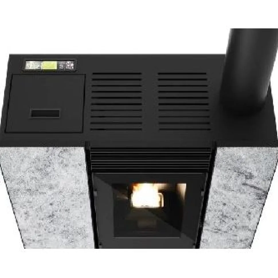 Pellettitakka Eva Calor Rachele 9kW, ilmakiertoinen, vuolukivi/musta