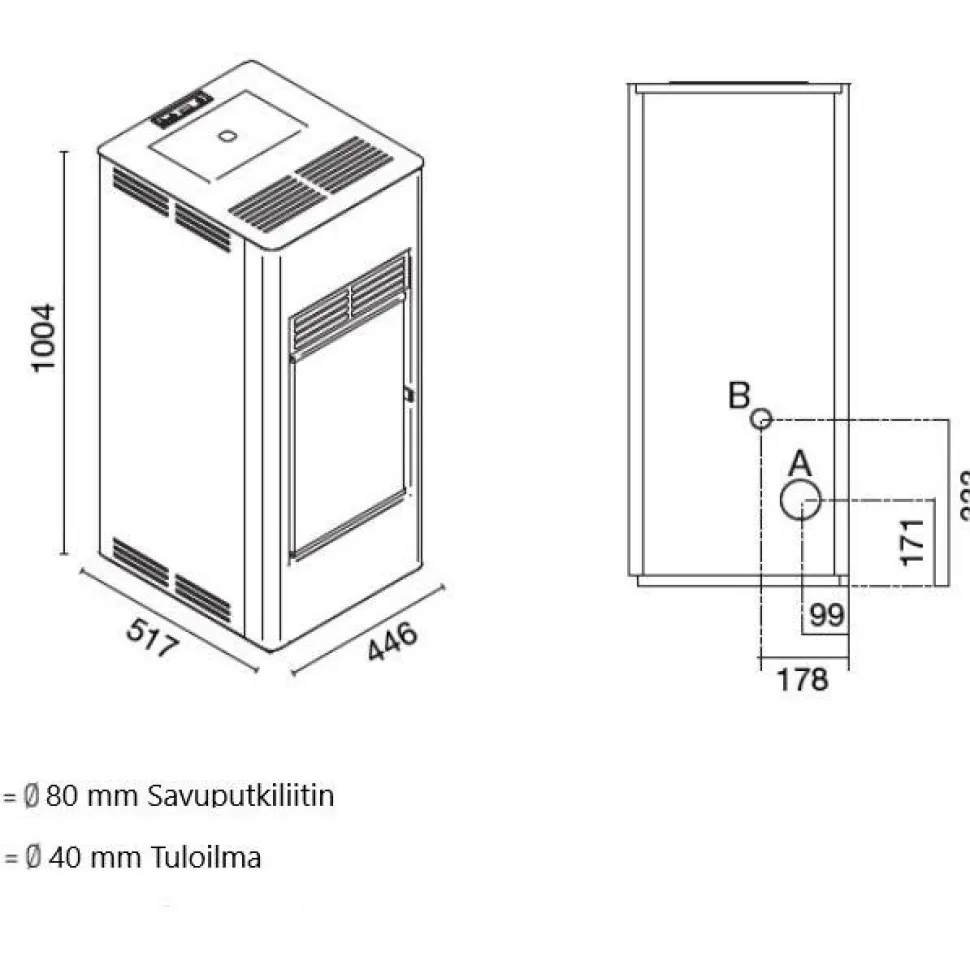 Pellettitakka Eva Calòr Karina 8kW, eri värejä