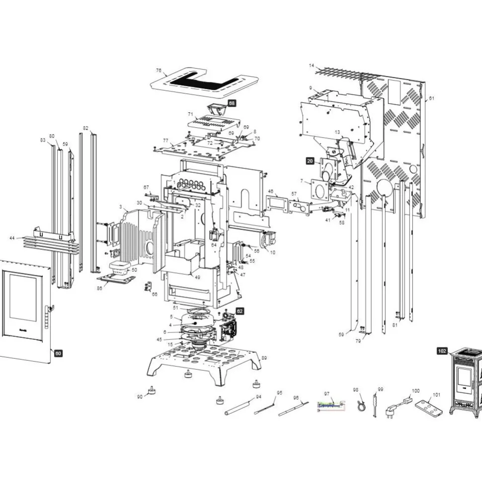 Pellettitakka Ravelli RV80 8 kW punainen