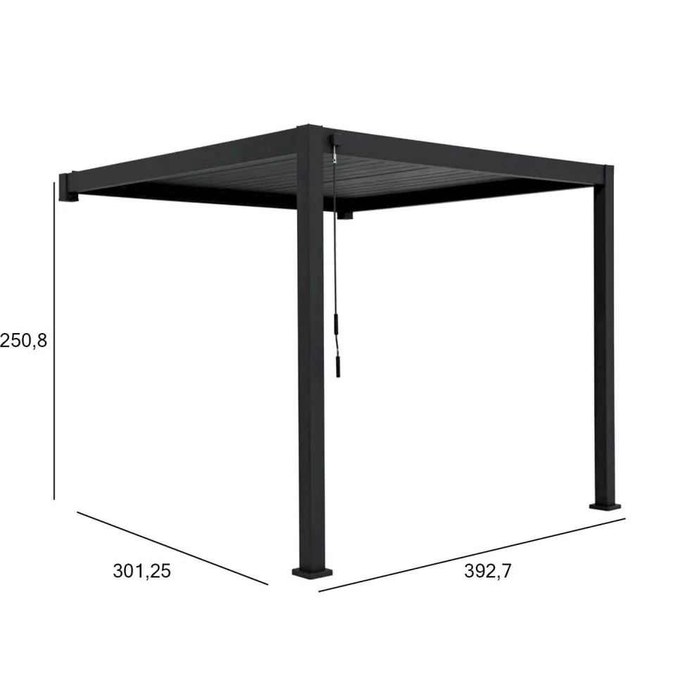 Pergola Home4You Mirador-111, 300x400cm, seinäasennus, tummanharmaa