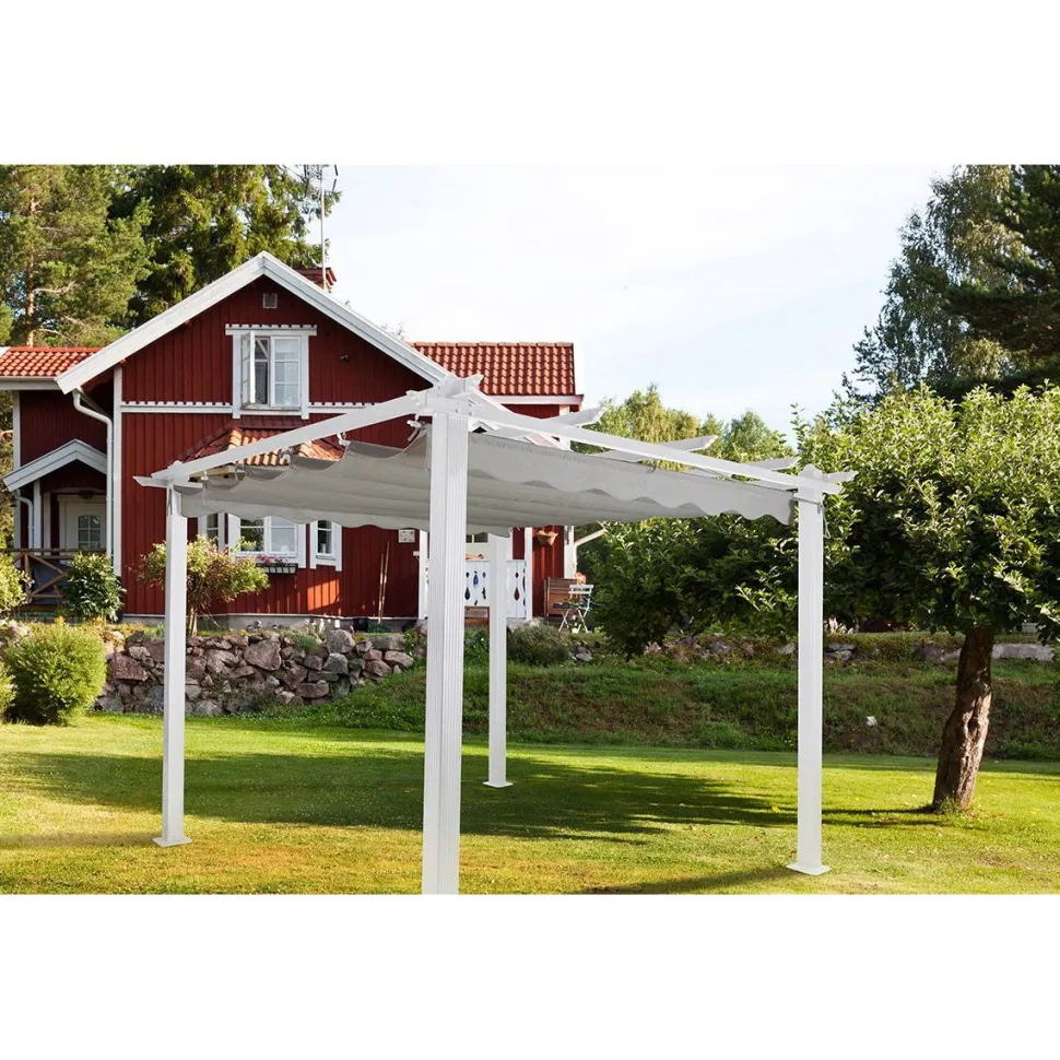 Pergola Landskap Skugga, valkoinen kehys, eri kokoja ja värejä