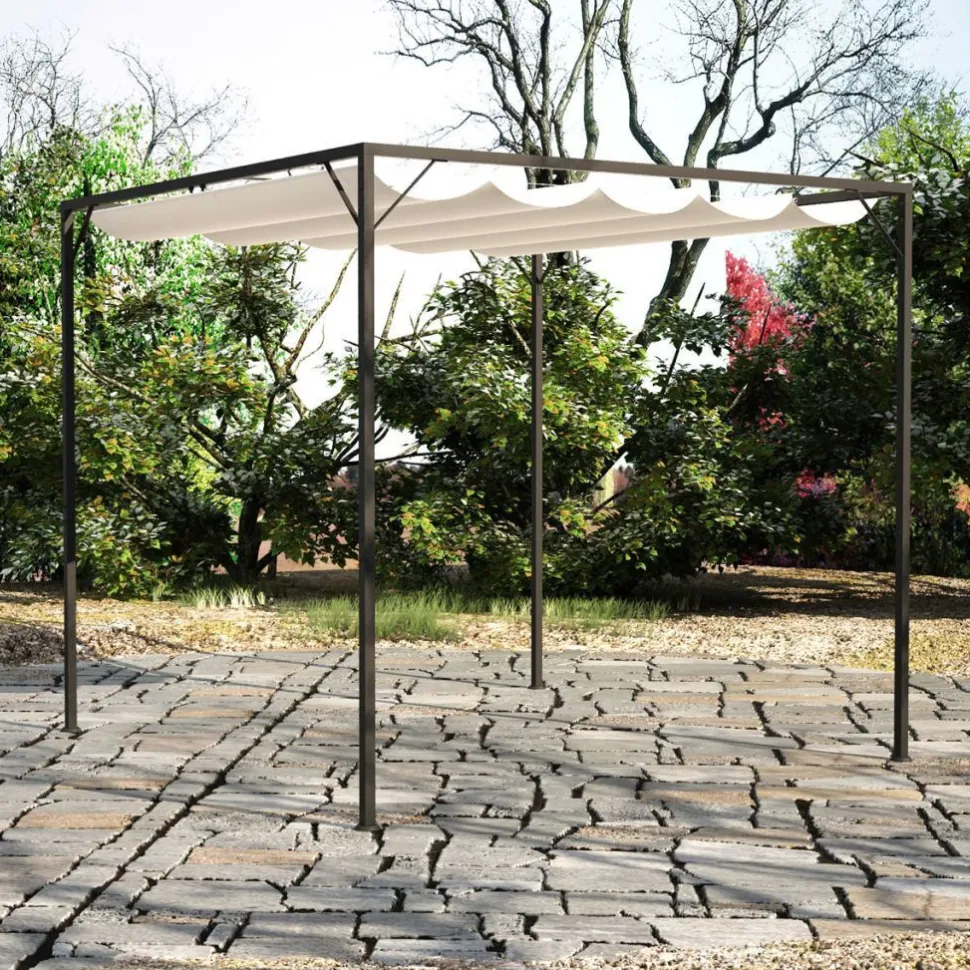 Pergola rullattavalla kattokankaalla 3x3x2.3m