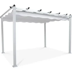 Pergola 2.95x3.95 m laskostettava katto valkoinen