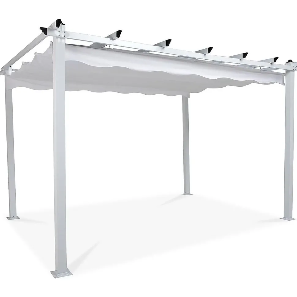Pergola 2.95x3.95 m laskostettava katto valkoinen