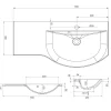 Pesuallas Grip Dali 90 900x435mm valumarmori oikea valkoinen
