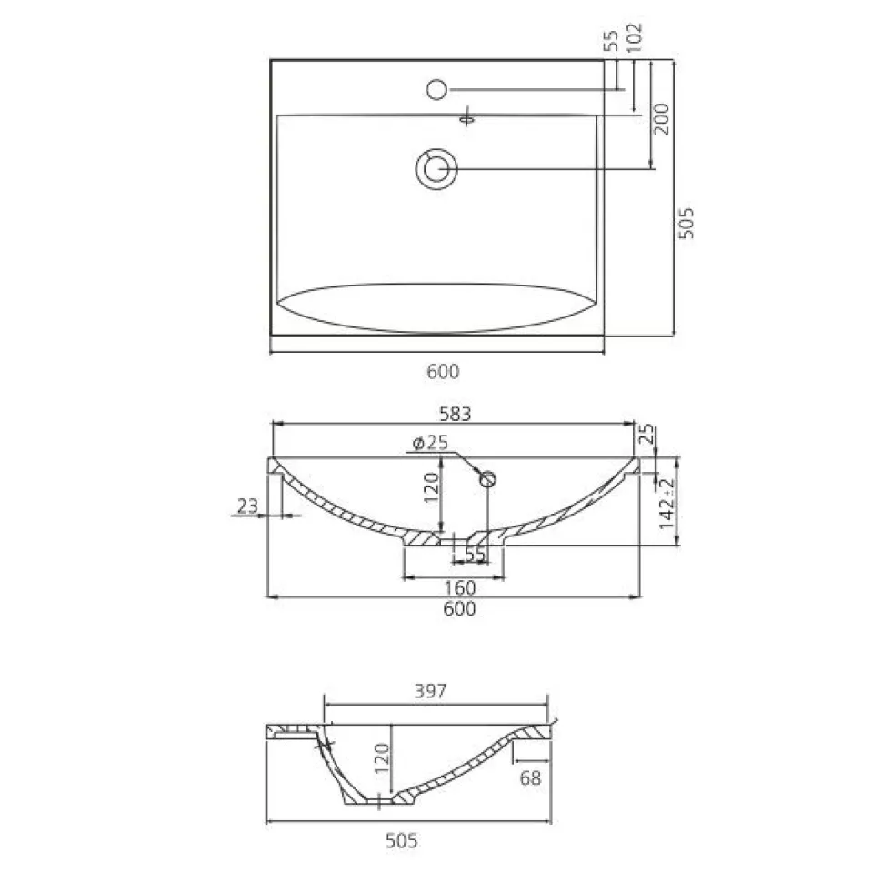 Pesuallas Grip Jojo 60 600x505mm valumarmori valkoinen