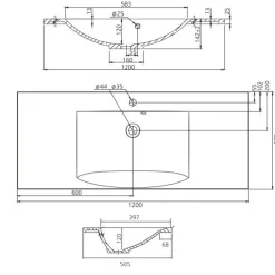 Pesuallas Grip Jojo 120 1200x505mm valumarmori valkoinen