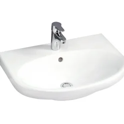 Pesuallas Gustavsberg Nautic, 56 cm, pultti/kannatinkiinnitys, hananreikä keskellä, CeramicPlus