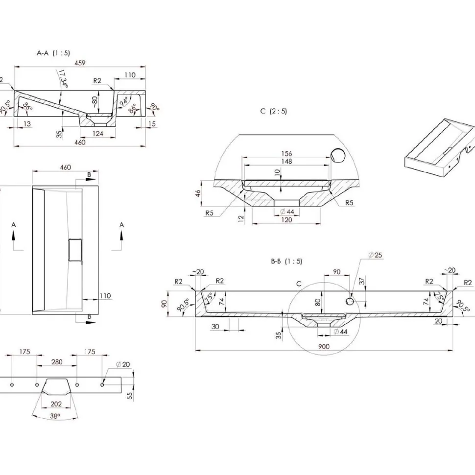 Pesuallas Interia Amur 55032-0 900 x 460 mm kivi valkoinen