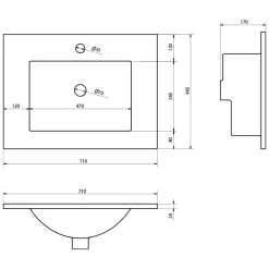 Pesuallas Interia Slim 70x46,5 cm, valkoinen