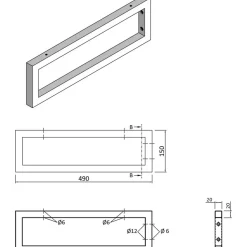 Pesualtaan kannatin Interia, 490x150x20mm, eri värejä