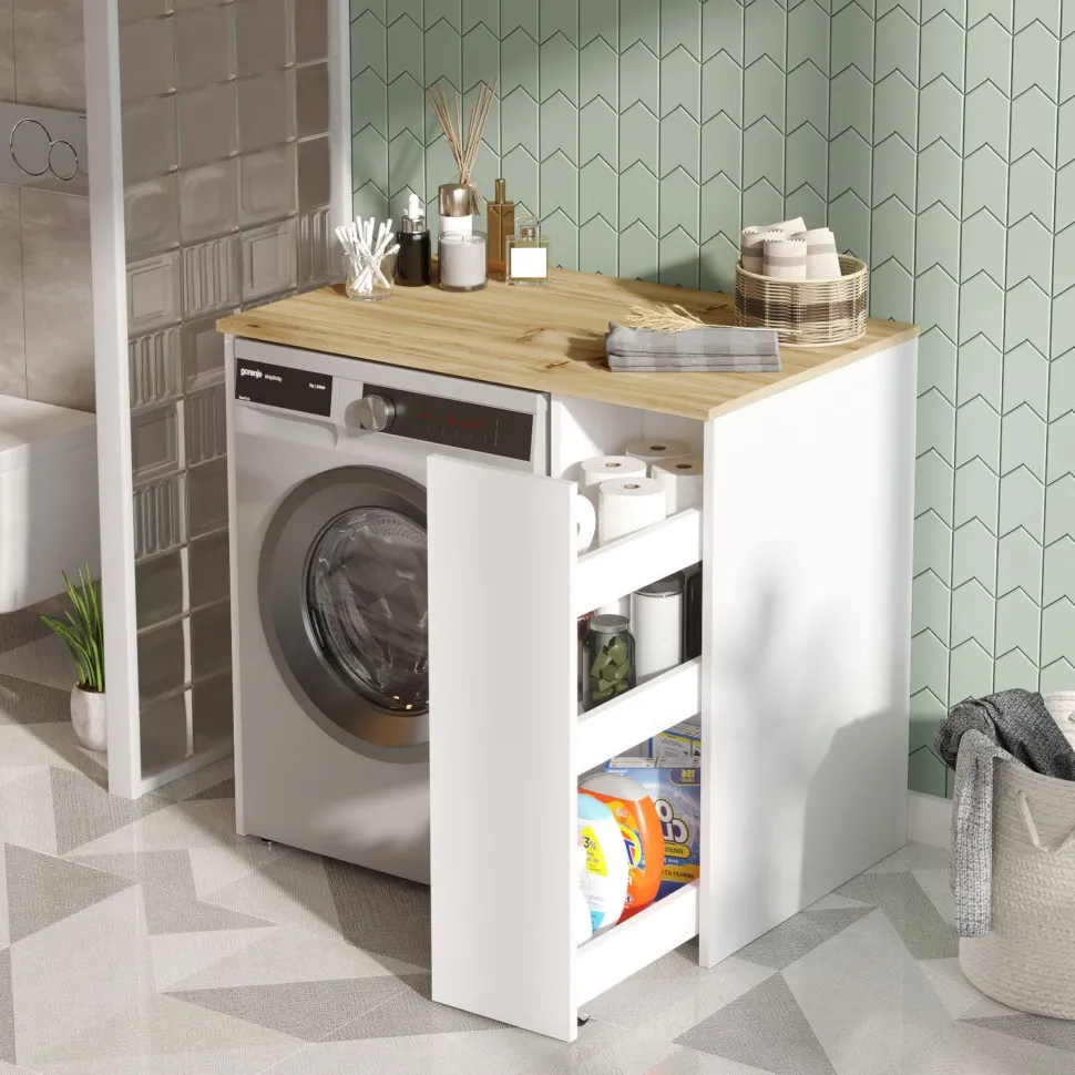 Pesukonepöytä Linento Furniture SA1 60 cm valkoinen/ruskea