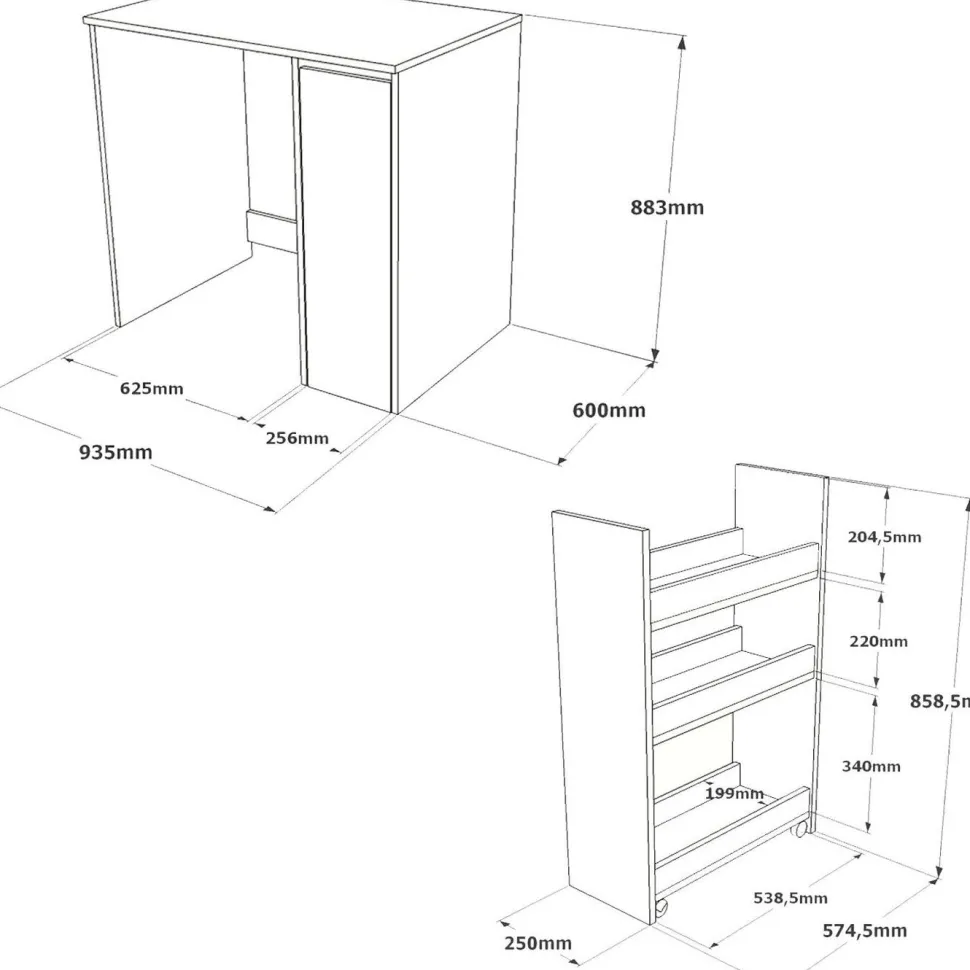 Pesukonepöytä Linento Furniture SA1 60 cm valkoinen/ruskea