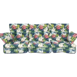 Pihakeinun pehmuste Home4You ROMA 108x56x10 cm, tumma kukkakuosi, 3-osainen, musta