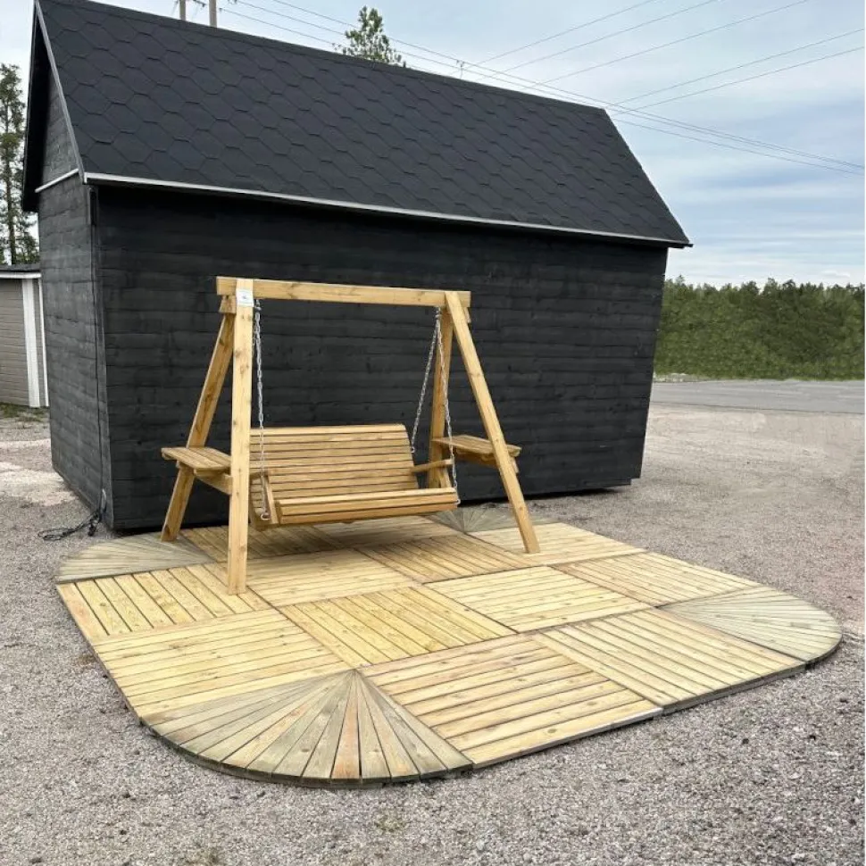 Pihaterassi, pyöreät kulmat, painekyllästetty mänty, vihreä, II-laatu, eri kokoja