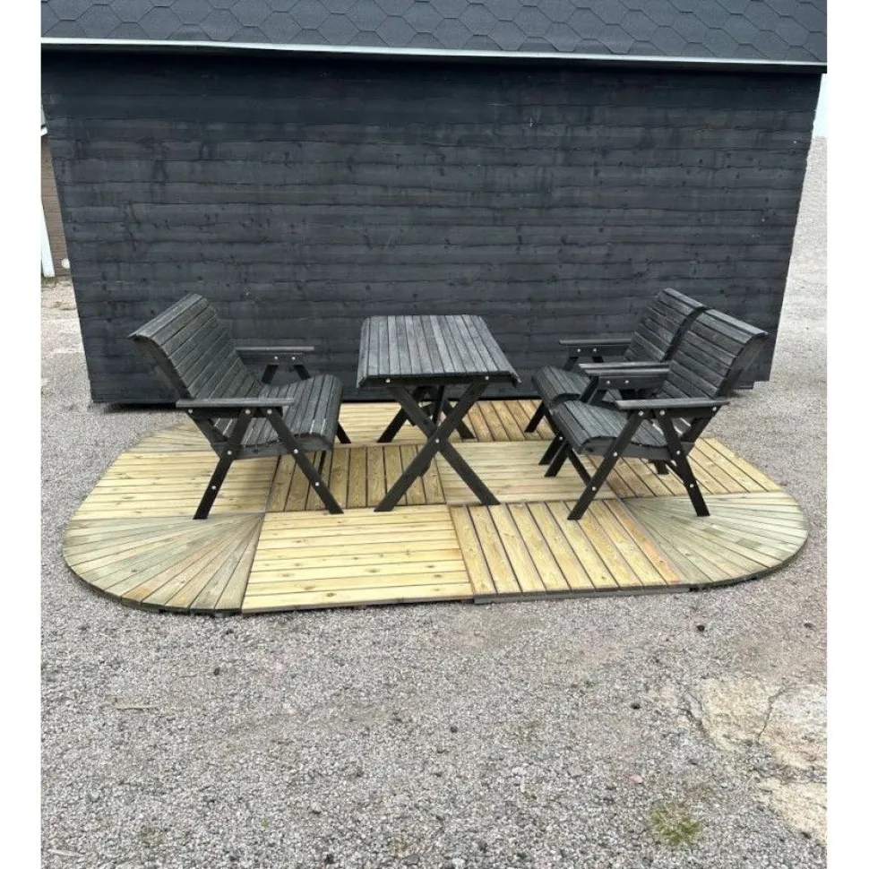Pihaterassi, pyöreät kulmat, painekyllästetty mänty, vihreä, II-laatu, eri kokoja