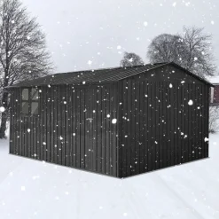Pihavarasto Fornorth, 375x286x162cm, ikkuna, musta