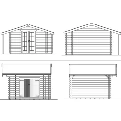 Pihavarasto Skan Holz Multi 45 8,4 + 1,7 + 0,9 m²