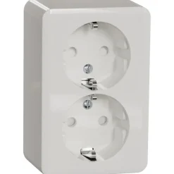 Pistorasia Schneider Electric Exxact, 2-osainen, pinta-asennus, IP21, ruuviliitos, haaroitettava, valkoinen