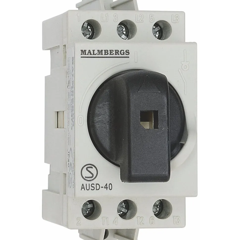 Pääkytkin Malmbergs 40A 3-napainen 2 moduulia