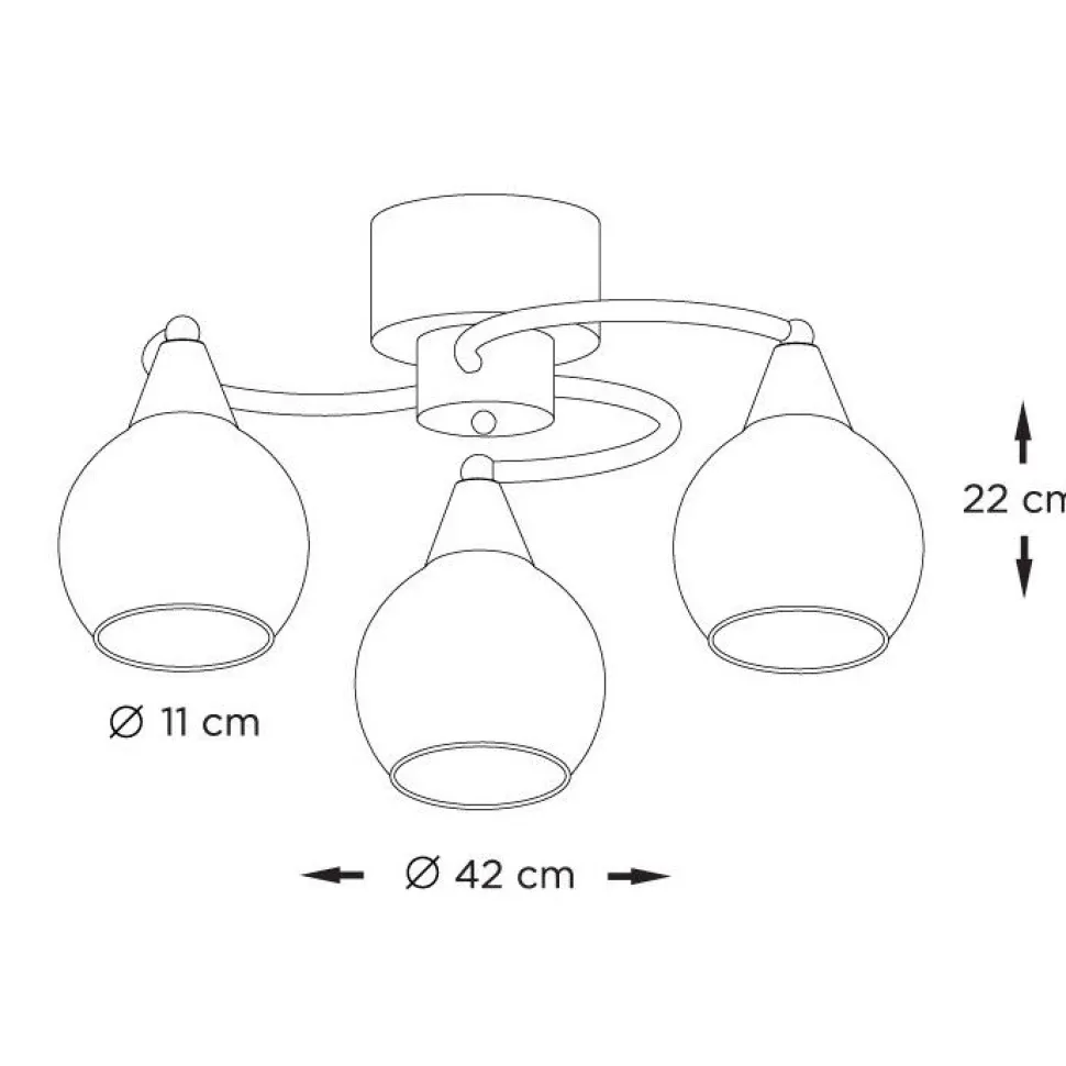 Plafondi Sessak Iris 3-osainen K11010-3A Ø 42 cm metalli antiikkimessinki