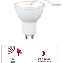 Polttimo Paulmann Standard 230V LED Reflector GU10 hämäräohjatulla liiketunnistimella (HF) 550lm 7W 2700K, mattavalkoinen