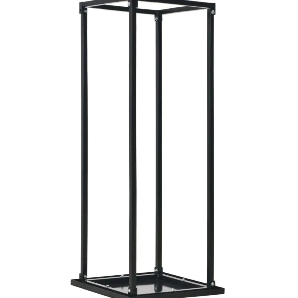 Polttopuuteline alustalla 37x37x113cm, musta, teräs
