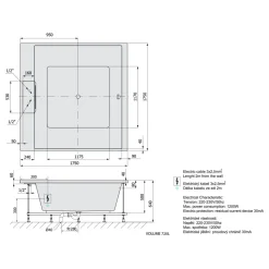 Poreamme Interia Came Falls Highline Hydro, 1750x1750x500mm, 720l, valkoinen