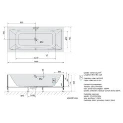 Poreamme Interia Krysta Active Hydro-Air, 1800x700x390mm, 200l, valkoinen