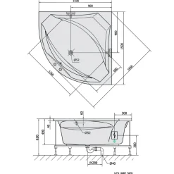 Poreamme Interia Rosana Attraction Hydro-Air, 1500x1500x490mm, 365l, valkoinen