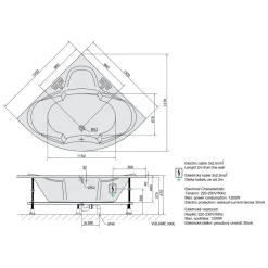 Poreamme Interia Simona Highline Hydro-Air, 1500x1500x440mm, 300l, valkoinen