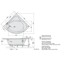 Poreamme Interia Sirius Active Hydro-Air, 1300x1300x430mm, 265l, valkoinen