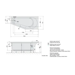 Poreamme Interia Tigra Attraction Hydro, 1500x750x460mm, oikea, 180l, valkoinen