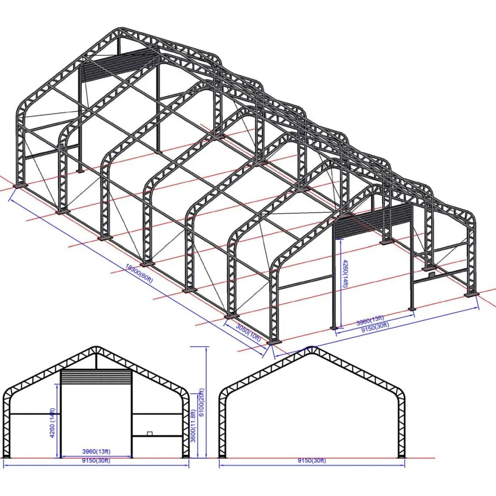 Pressuhalli Ranch Premium 9.15x18.3x6.1m harmaa