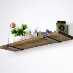 Puinen seinähylly Linento Furniture LAM010, leveys 60cm, ruskea