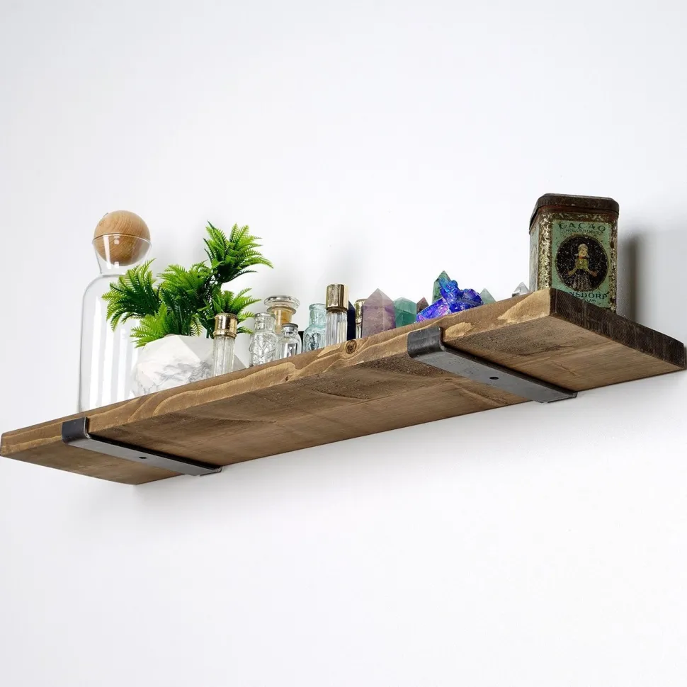 Puinen seinähylly Linento Furniture LAM010, leveys 60cm, ruskea