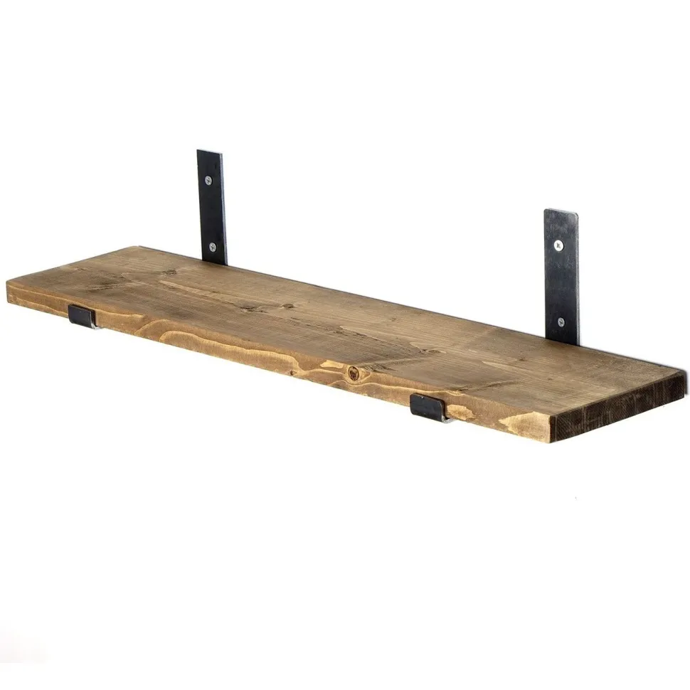 Puinen seinähylly Linento Furniture LAM010, leveys 60cm, ruskea