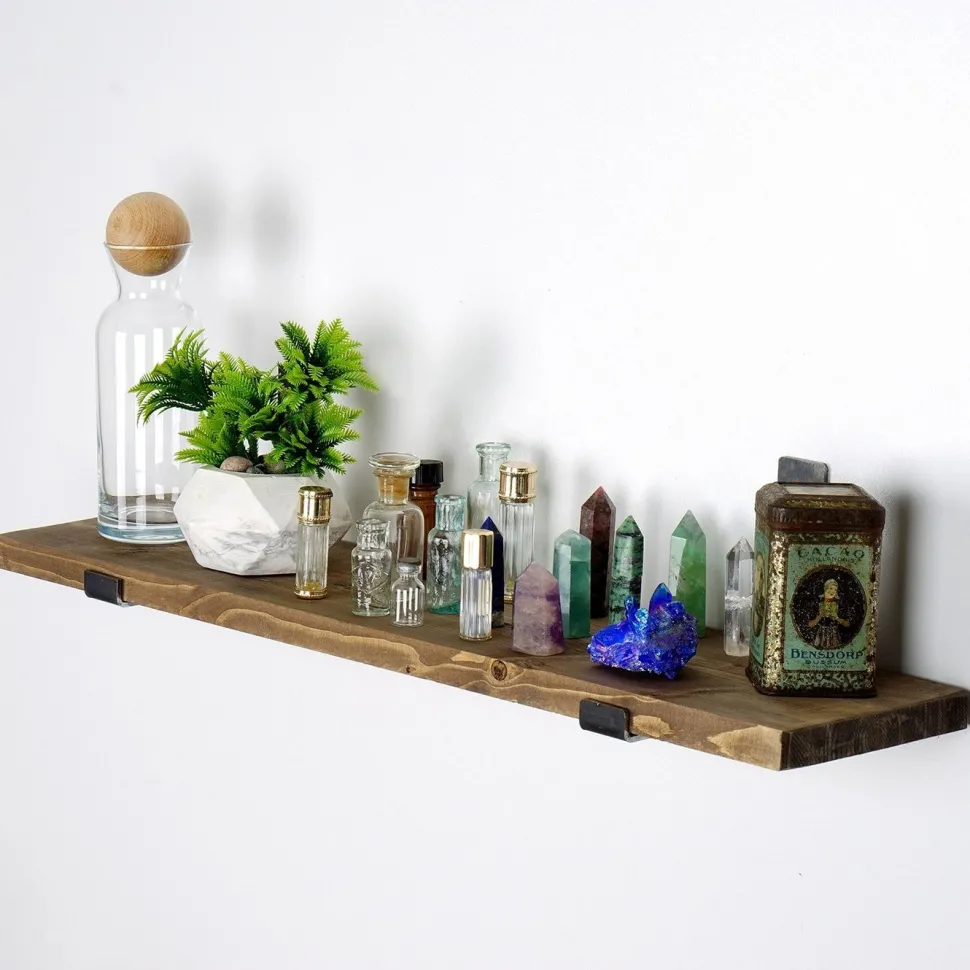 Puinen seinähylly Linento Furniture LAM010, leveys 60cm, ruskea