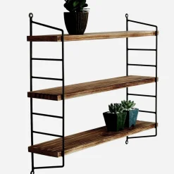 Puinen seinähylly Linento Furniture WR088, ruskea/musta