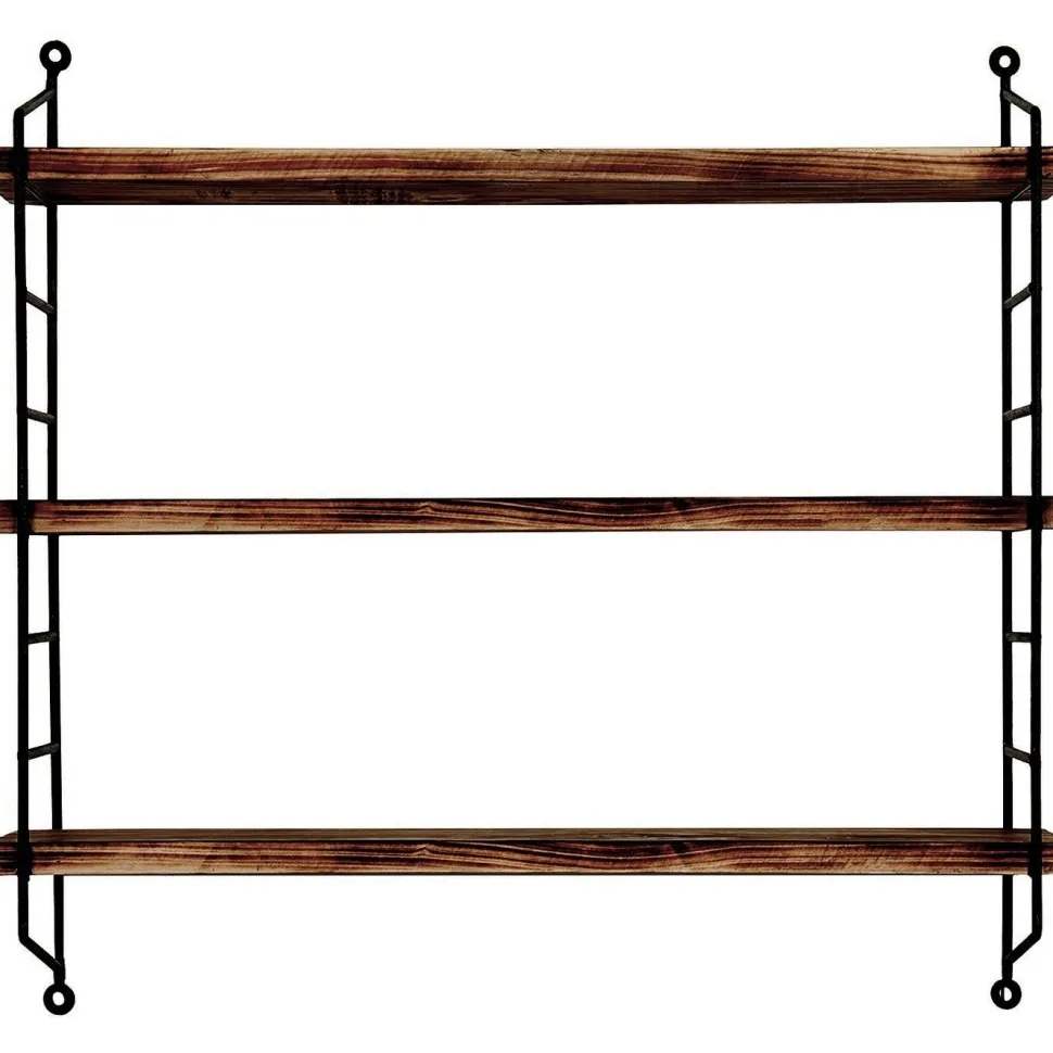 Puinen seinähylly Linento Furniture WR088, ruskea/musta