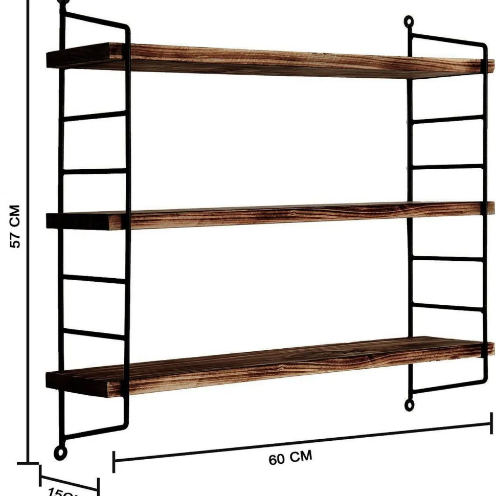 Puinen seinähylly Linento Furniture WR088, ruskea/musta