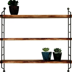 Puinen seinähylly Linento Furniture WR088, ruskea/musta